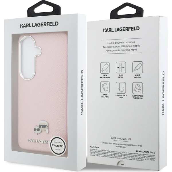 Karl Lagerfeld Grained PU kožený kryt K&CH Heads Magnetic pre Samsung Galaxy S26+ ružový - Puzdra - Obrázok 544622c5a2794b0eb6dcbd6dff5eb119