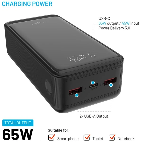 FIXED Zen2 30 Plus powerbanka s LCD displejom a PD 65W, 30 000 mAh, čierna - Powerbanky - Obrázok 544a15cc3a8f4a90ba7e2aeda61a7b4a