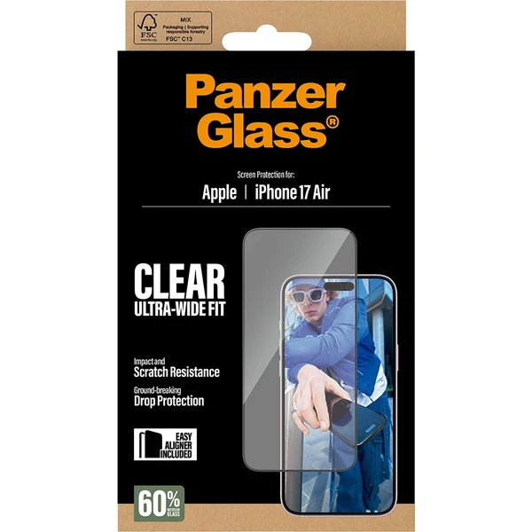 PanzerGlass® Ultra-Wide Fit sklo Apple iPhone Air s inštalačným rámčekom - Ochranné fólie a sklo - Obrázok 54KH000K01