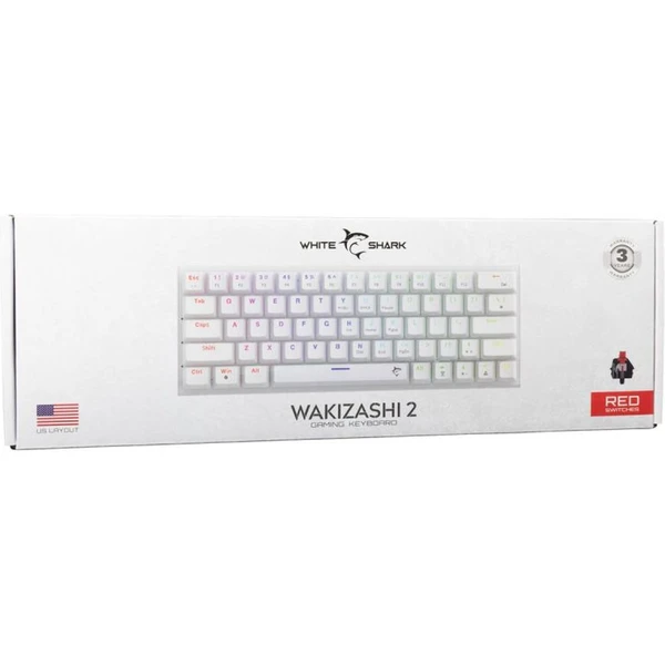 White Shark WAKIZASHI 2 herná mechanická klávesnica (US) biela - Klávesnice - Obrázok 54MD000J01