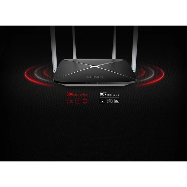 Mercusys AC12 Wi-Fi 5 router čierny - Wi-Fi routery - Obrázok 54R7300401