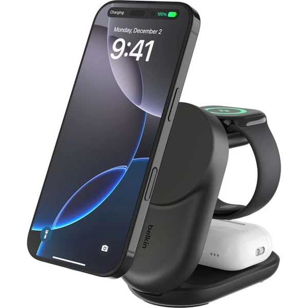 Belkin UltraCharge ™ Qi2 25W 3v1 MagSafe nabíjačka pre iPhone/Apple Watch/AirPods čierna - Nabíjačky - Hlavný obrázok
