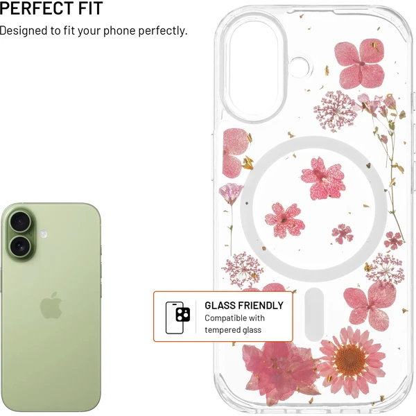Zadný kryt FIXED MagBloom s podporou MagSafe pre Apple iPhone 17, Pink Blossom - Puzdra - Hlavný obrázok