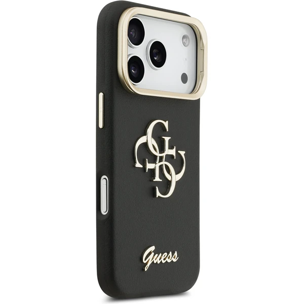 Guess PU Grained 4G Logo Stand Camera Frame kryt iPhone 17 Pro čierny - Puzdra - Obrázok 54ab9dc8c81a4c2595cf2d6acb05697d
