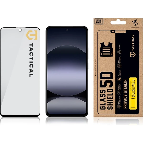 Tactical Glass Shield Privacy Stealth 5D sklo Xiaomi Redmi Note 14 4G/5G/Poco X7 Pro 5G čierne - Ochranné fólie a sklo - Obrázok 54b20548940c44c5b6134ab4e9475080