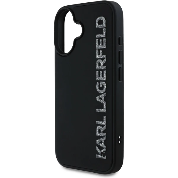 Karl Lagerfeld 3D Rubber Glitter Logo kryt iPhone 16 čierny - Puzdra - Obrázok 55171a8f930b4fd583b83c22caa663d1