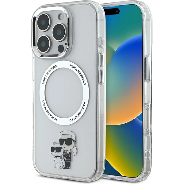 Karl Lagerfeld IML Karl and Choupette MagSafe kryt pre iPhone 16 Pre Max číry - Puzdra - Hlavný obrázok