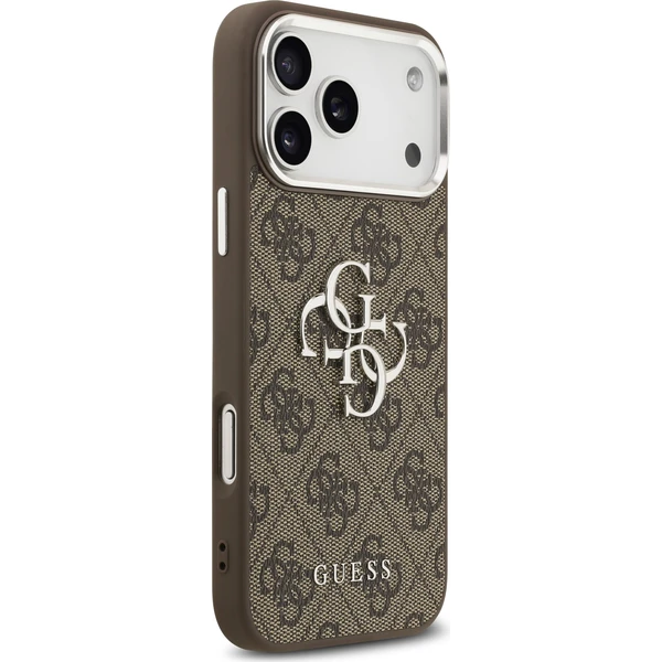 Guess PU 4G Kovový kryt na logo iPhone 17 Pro Max strieborný/hnedý - Puzdra - Obrázok 5520e7febb284dc9a84955adfdf32e42