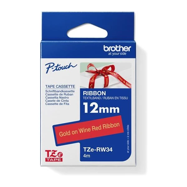 Brother TZe-RW34 textilná páska zlatá na červenom 12 mm - Pásky pre štítkovače - Obrázok 552906cebcfc4cdfa1bd072234521725