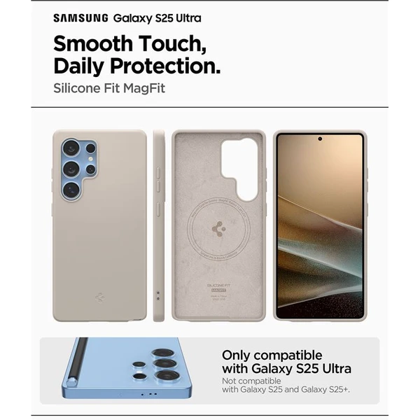Spigen Silicone Fit MagSafe kryt Samsung Galaxy S25 Ultra prírodný titán - Puzdra - Obrázok 555ec9a32ef64e99b19fb4cf772dbeaa