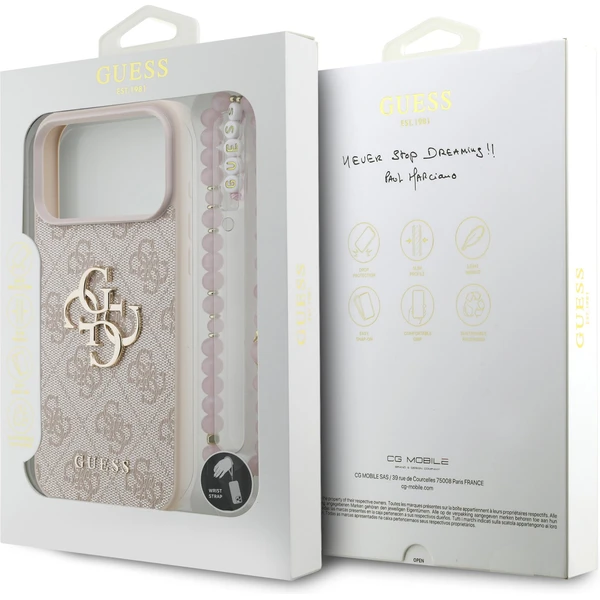 Guess PU 4G Metal Logo Strap kryt iPhone 17 Pro Max ružový - Puzdra - Obrázok 55783115b383456b878fc12bd7657e73