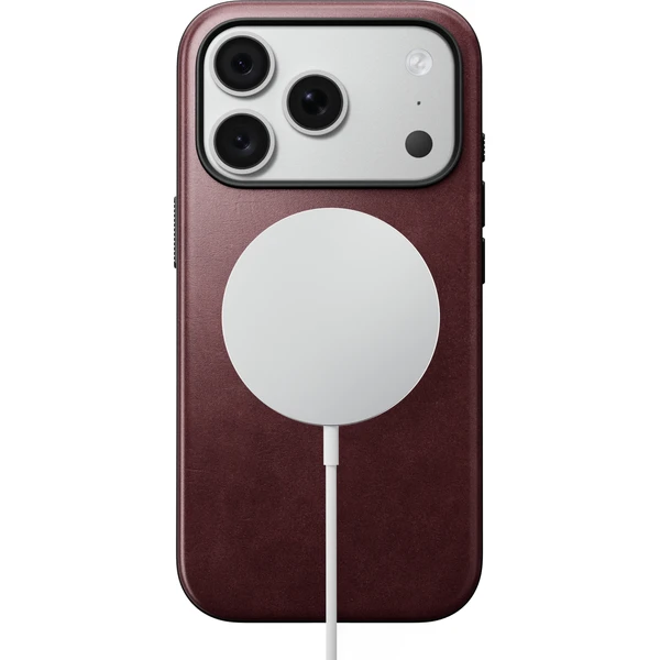 Nomad Modern Leather (Horween) MagSafe kožený kryt iPhone 17 Pro/18 Pro Burgundy - Puzdra - Obrázok 55b8def03b9d4352b902fb455daeffe0