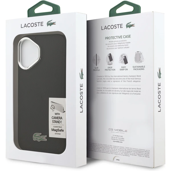 Lacoste Iconic Petit Pique Camera Stand MagSafe kryt iPhone 17 čierny - Puzdra - Obrázok 55f54809489649fcb9c63fa62732c560