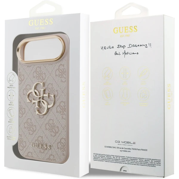 Guess PU Leather 4G Metal Logo Gold Frame kryt iPhone Air ružový - Puzdra - Obrázok 55f5c0ee18e540618221d1b7aa7e2121