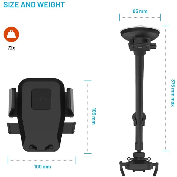 FIXED Iconiq Flex XL univerzálny držiak do auta na sklo alebo na palubnú dosku čierny - Držiaky - Obrázok 560a26cc2b7c4c79965fc196224d9365