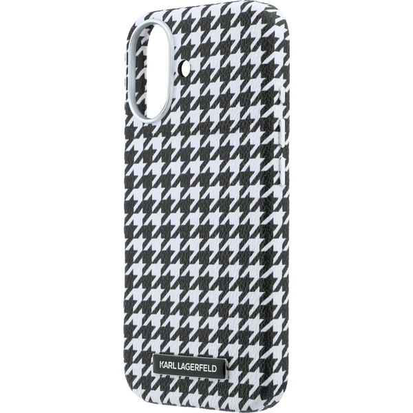 Karl Lagerfeld PU Houndstooth Resin Plate MagSafe kryt iPhone 17 čierny - Puzdra - Obrázok 56411b5957954469bceb71eb95f44b65