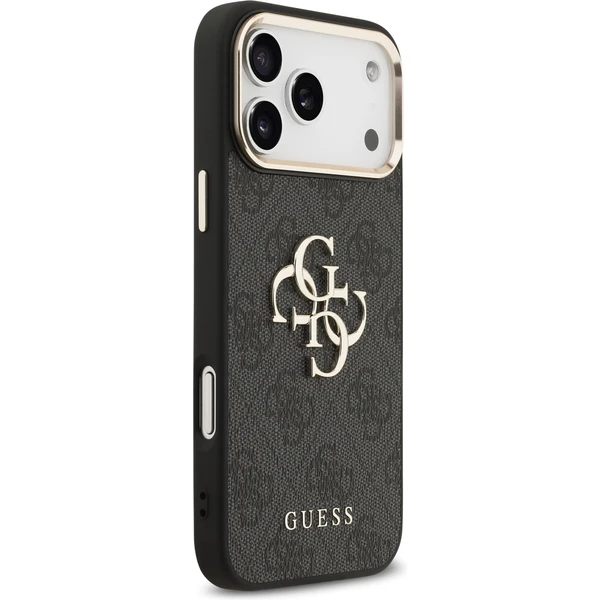 Guess PU Leather 4G Metal Logo Gold Frame MagSafe kryt iPhone 17 Pro Max čierny - Puzdra - Obrázok 56b4a408c9e74931a24e64a2431bd781