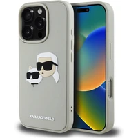 Karl Lagerfeld 3D Rubber Double Heads kryt iPhone 16 Pre béžový - Puzdra