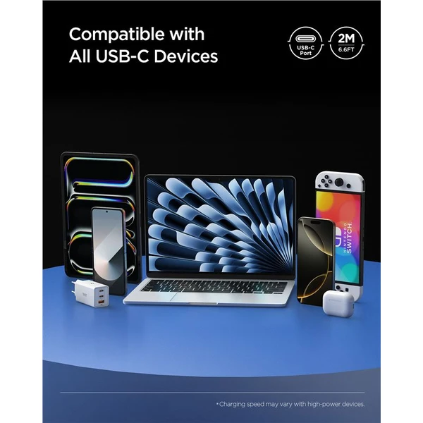 Spigen Essential USB-C/USB-C napájací kábel 100W 2m biely - Káble a redukcie - Obrázok 56cfea8ad6104d5389b395ee2157768e