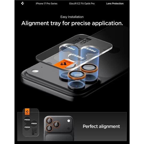 Spigen Glass TR EZ Fit Optik Pro skla iPhone 17-14 Pro/17-14 Pro Max orange (2 ks) - Ochranné fólie a sklo - Obrázok 56d262cb8fc147ff90c9a395c86ae665