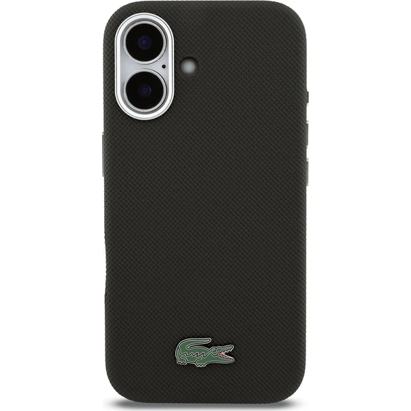 Lacoste PVC Iconic Petit Pique Kovové logo MagSafe kryt iPhone 16 čierny - Puzdra - Obrázok 57207d6cd38c43acba098e95cabfe3f2
