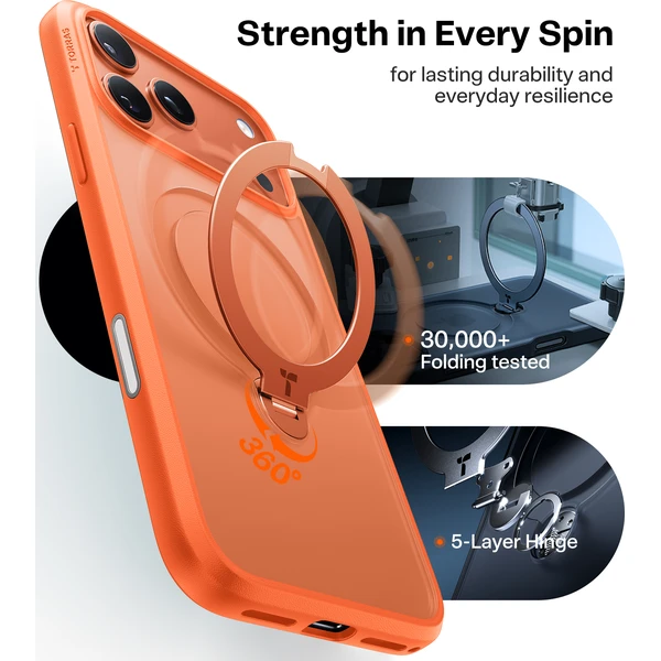 Torras Ostand Q3 Spin MagSafe kryt iPhone 17 Pro energy oranžová - Puzdra - Obrázok 57795058aef040d4a52bef18c674b52d