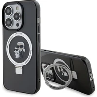 Karl Lagerfeld Ringstand Karl a Choupette MagSafe kryt iPhone 15 Pre čierny - Puzdra