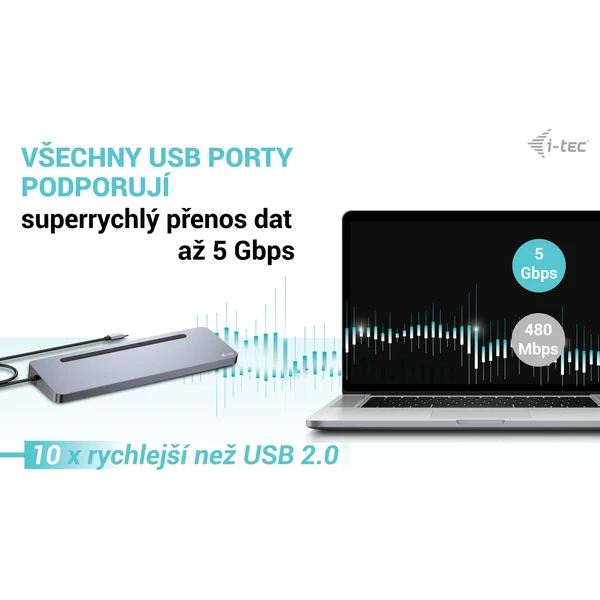 i-tec USB-C Metal Ergonomic 4K 3x Display dokovacia stanica s PD 100W + i-tec nabíjačka 100W - Dokovacie stanice - Obrázok 57P8000601
