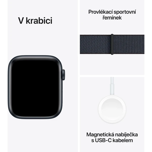 Apple Watch SE (2024) 44mm Temne atramentový hliník s atramentovo fialovým prevliekacím remienkom - Inteligentné hodinky - Obrázok 57Q7000K01