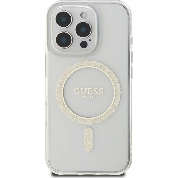 Guess IML Glitter Ring MagSafe kryt pre iPhone 16 Pro Max číry - Puzdra - Obrázok 57a52bae4ad84c5ab80527f779433cb7