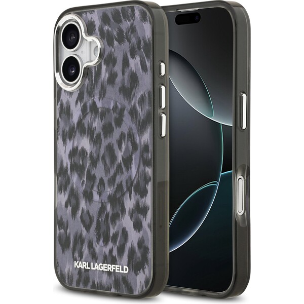E-shop Karl Lagerfeld IML Leopard MagSafe kryt iPhone 17 sivý