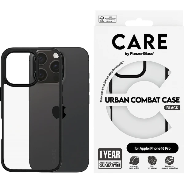 PanzerGlass® CARE kryt Apple iPhone 16 Pro Urban Combat čierny - Puzdra - Obrázok 5808000P01