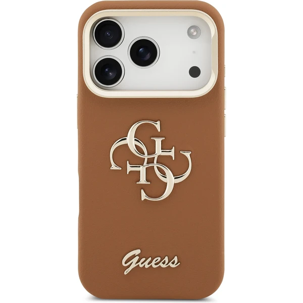 Guess PU Grained 4G Logo Stand Camera Frame kryt iPhone 17 Pro hnedý - Puzdra - Obrázok 589516afd796472a8e8caab301c08d97