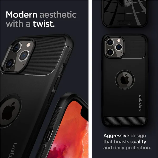 Spigen Rugged Armor kryt iPhone 12 / 12 Pro čierny - Puzdra - Obrázok 58B3200401