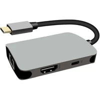 PremiumCord USB-C na HDMI + RJ45 + PD Hub sivý - Dokovacie stanice
