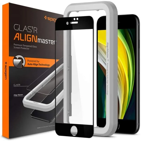 Spigen 3D tvrdené sklo Align FC Apple iPhone SE/8/7 čierne - Ochranné fólie a sklo - Hlavný obrázok