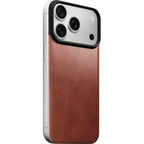 Nomad Magnetic Leather Back (Horween) MagSafe kožený kryt iPhone 17 Pro/18 Pro Olde Dublin - Puzdra - Hlavný obrázok
