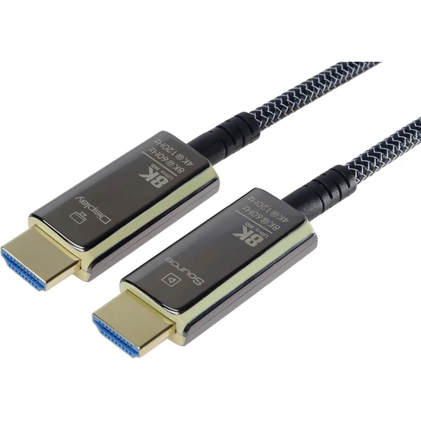 PremiumCord HDMI 2.1/HDMI 2.1 optický kábel s ethernetom 8K 30m čierny/biely - Káble a redukcie - Hlavný obrázok