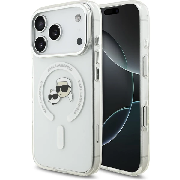Karl Lagerfeld IML K&CH Heads Metal Frame MagSafe kryt iPhone 17 Pro číry - Puzdra - Hlavný obrázok