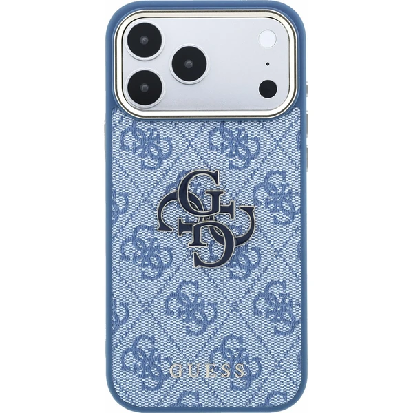 Guess PU 4G Resin Metal Logo Zadný Kryt pre iPhone 18 Pro Blue - Puzdra - Obrázok 5944389bb8a0407cbe991afffdf88d45