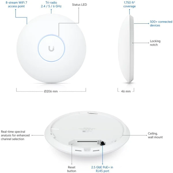 Ubiquiti UniFi U7 Pro Max prístupový bod biely - Access pointy - Obrázok 59RA000N01
