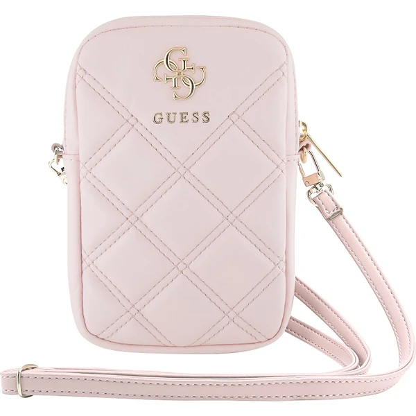 Guess PU Quilted 4G Metal Logo Wallet Phone Bag Zipper ružový - Popruhy a crossbody - Hlavný obrázok