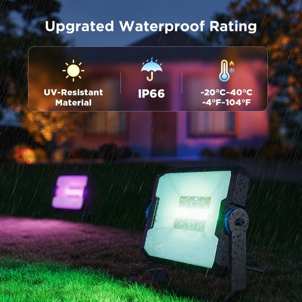 Govee Flood Lights 2 vonkajšie SMART LED svetlá 4ks - Inteligentné osvetlenie - Obrázok 5BQK000K01