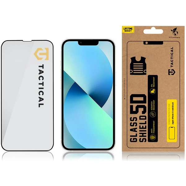 Tactical Glass Shield 5D sklo pre Apple iPhone 13 Mini čierne - Ochranné fólie a sklo - Obrázok 5CAN100501