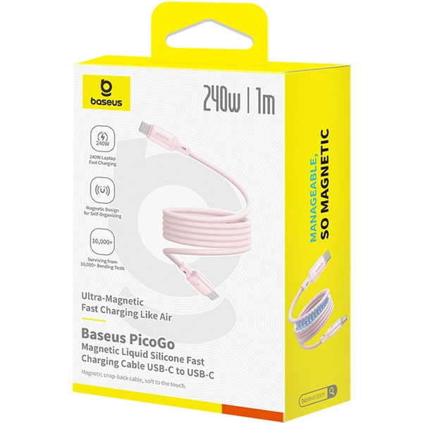 Dátový kábel Baseus PicoGo magnetic USB-C/USB-C 1m 240W ružový - Káble - Obrázok 5CGE000L01