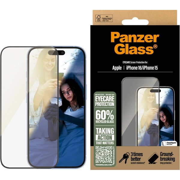 PanzerGlass® EyeCare sklo s antireflexnou vrstvou Apple iPhone 16/15 - Ochranné fólie a sklo - Obrázok 5D08000P01
