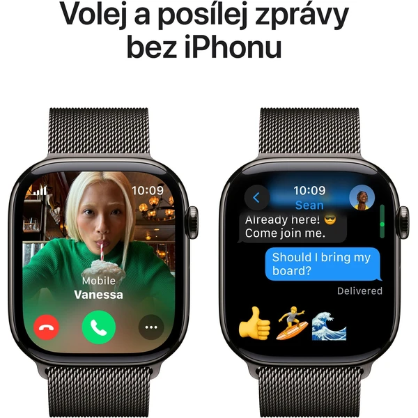 Apple Watch Series 10 Cellular 46mm Bridlicovo šedý titán s bridlicovo šedým milánskym ťahom S/M - Inteligentné hodinky - Obrázok 5EQ7000K01