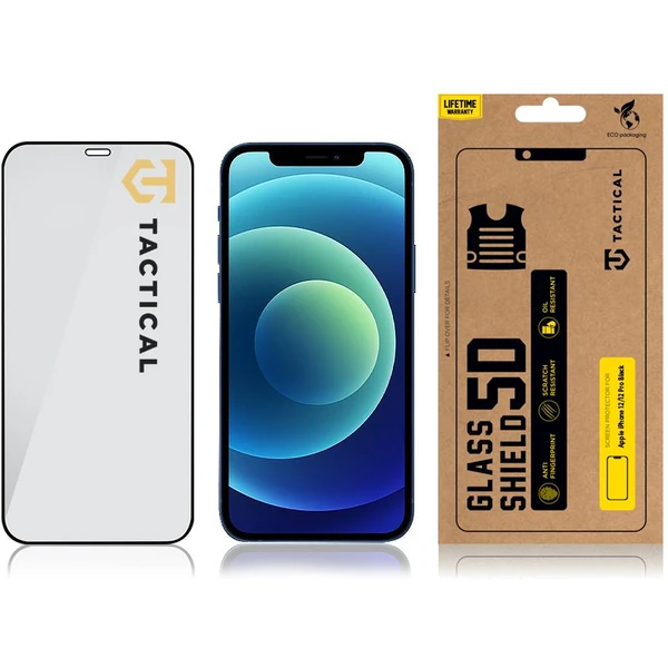 Tactical Glass Shield 5D sklo pre iPhone 12/12 Pro čierne - Ochranné fólie a sklo - Obrázok 5FN2G00101