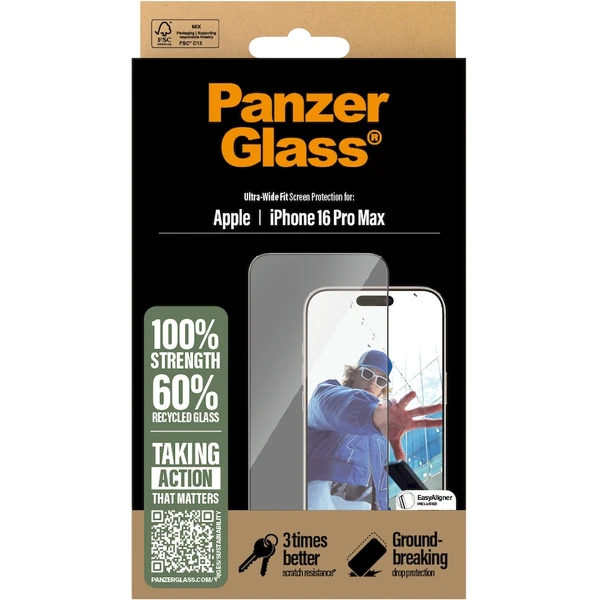 PanzerGlass® Ultra-Wide Fit Apple iPhone 16 Pro Max s inštalačným rámčekom - Ochranné fólie a sklo - Obrázok 5G08000P01