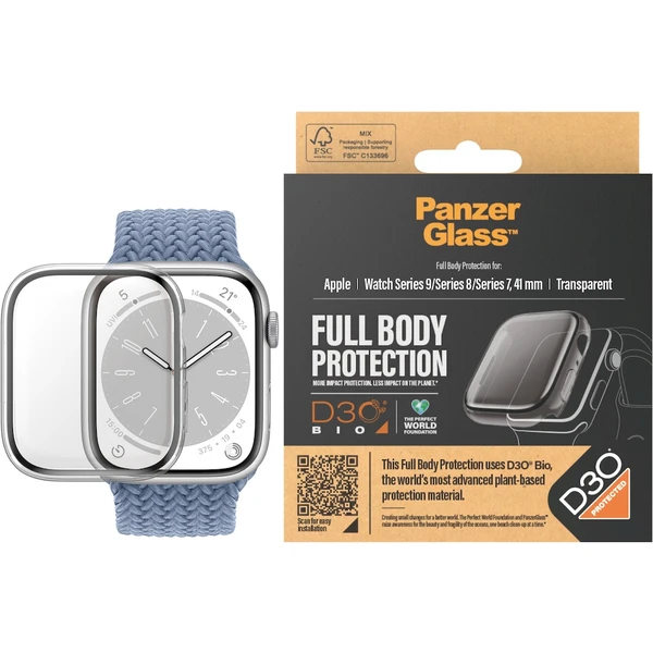 PanzerGlass Apple Watch 9/8/7 (41mm) ochranný kryt s D3O - číry rámček - Puzdra - Obrázok 5GC1000O01